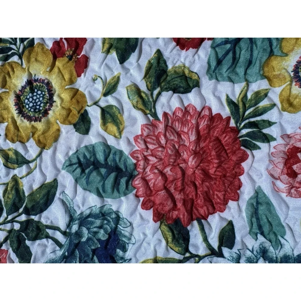 Floral Shower Curtain Fabric Botanical‎ Cottage Farmhouse Red Yellow 74x71